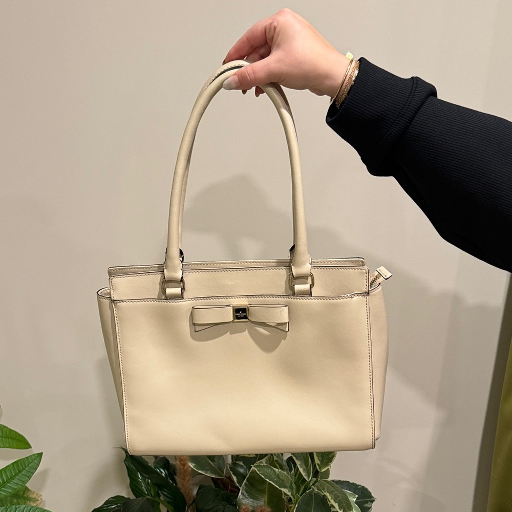 Kate Spade Cream Shoulder Bag with Bow Accent